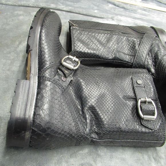 Jimmy Choo Men 9.5 Python Boots BLK Exotic Embos Leather LIGHTLY USED RARE Italy main image 7